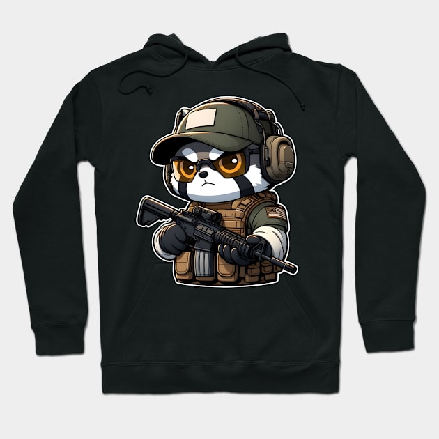 Tactical Tanuki Hoodie by Rawlifegraphic